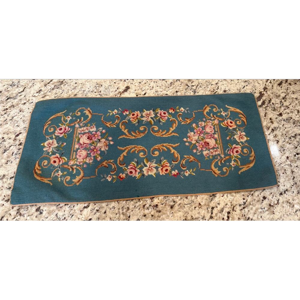 Vintage Handcrafted Needlepoint Table Runner